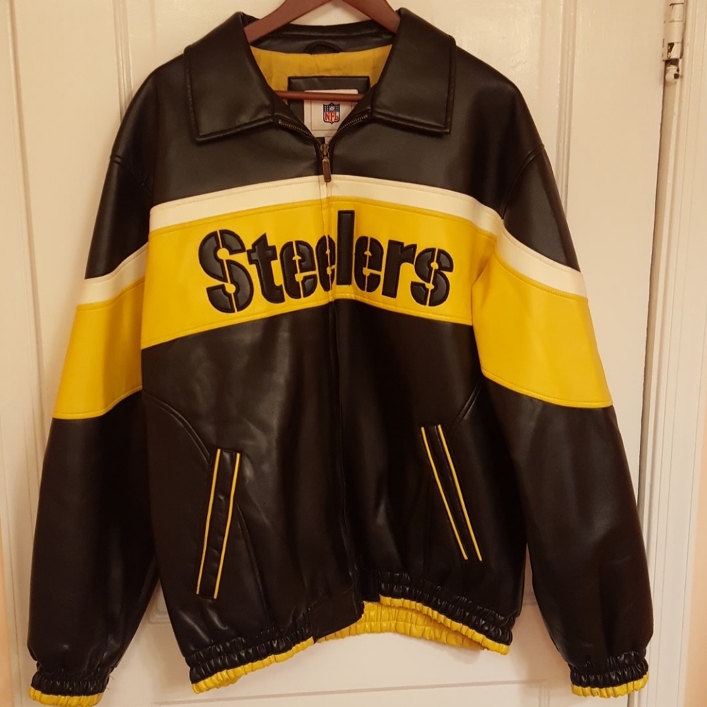 Pittsburgh Steelers  Men's Large faux Leather Jack